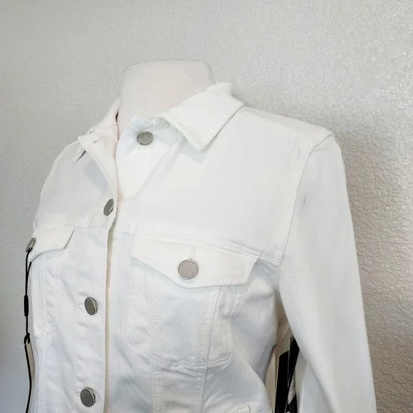 Women's White Denim Jacket - Picture 7 of 14